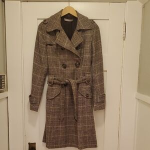 Plaid Double-Breasted Women's Coat